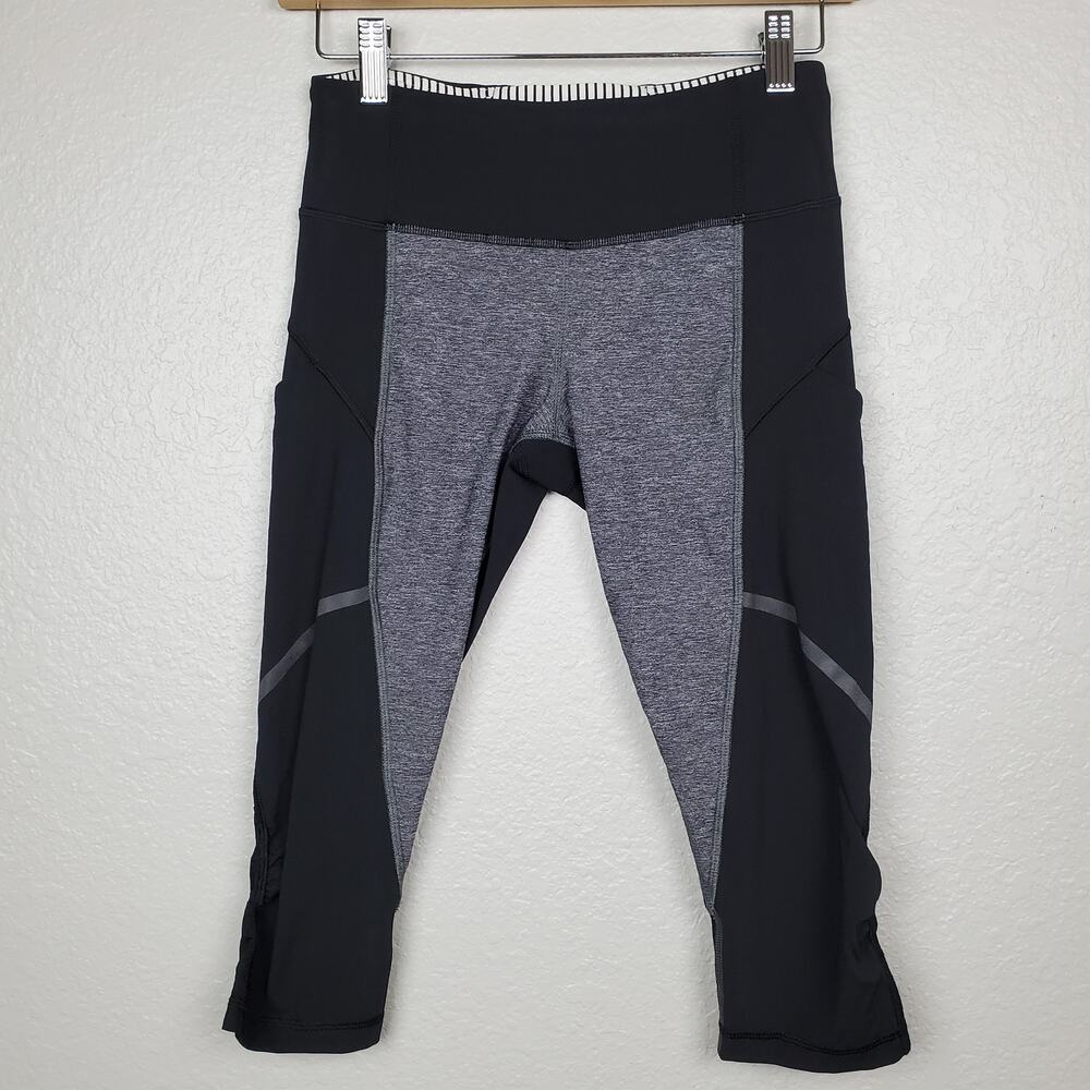 Lululemon Cropped Leggings Size 4 Womens Colorblock 17" Run Workout Gym Yoga